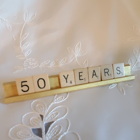 HANDCRAFTED Other - GOLDEN ANNIVERSARY  Scrabble Tile Rack